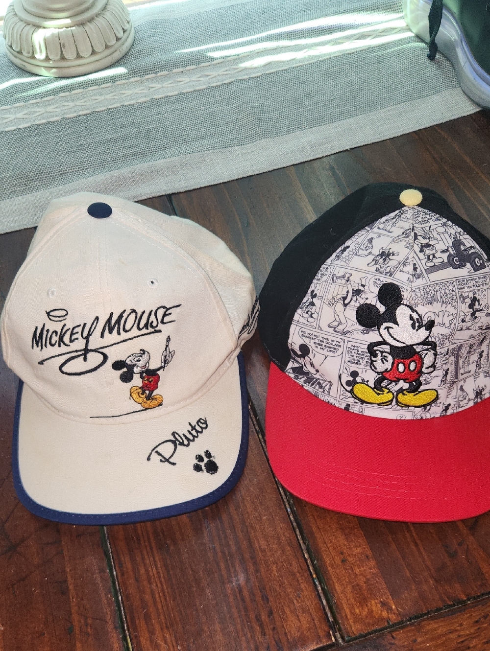Disney Bundle Of 2 Ball Caps OSFA Embroidred Velcro Back